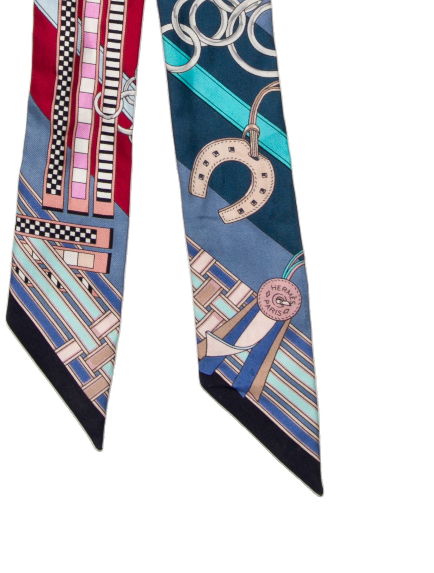 Hermès Brides et Gris Silk Twilly Scarf