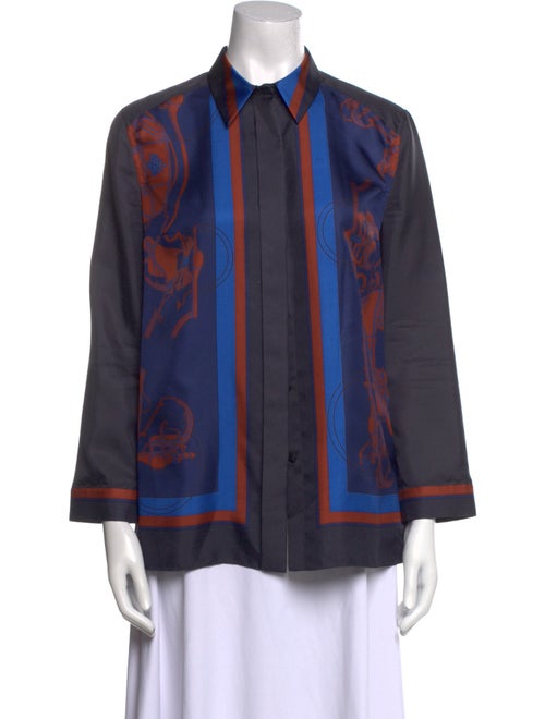 Hermès Silk Printed Button-Up Top