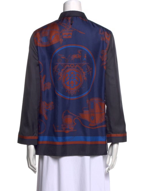 Hermès Silk Printed Button-Up Top