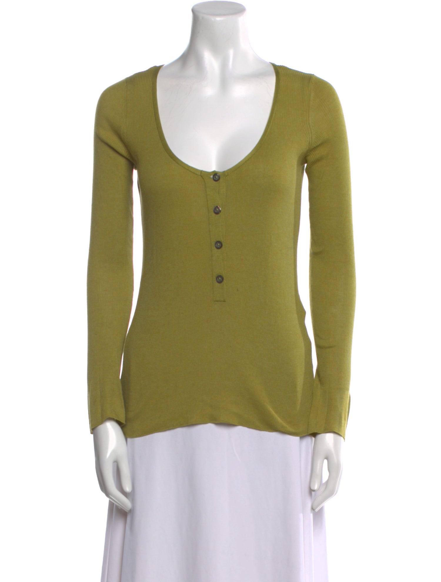 Hermès Scoop Neck Long Sleeve Top