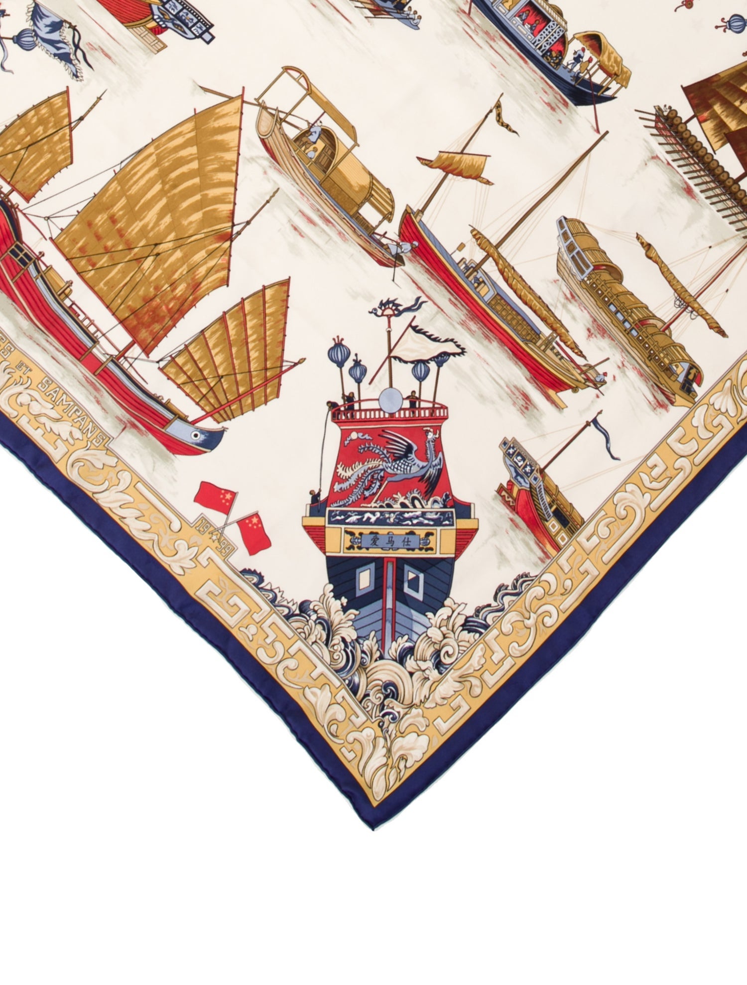Hermès Jonques Et Sampans Silk Scarf