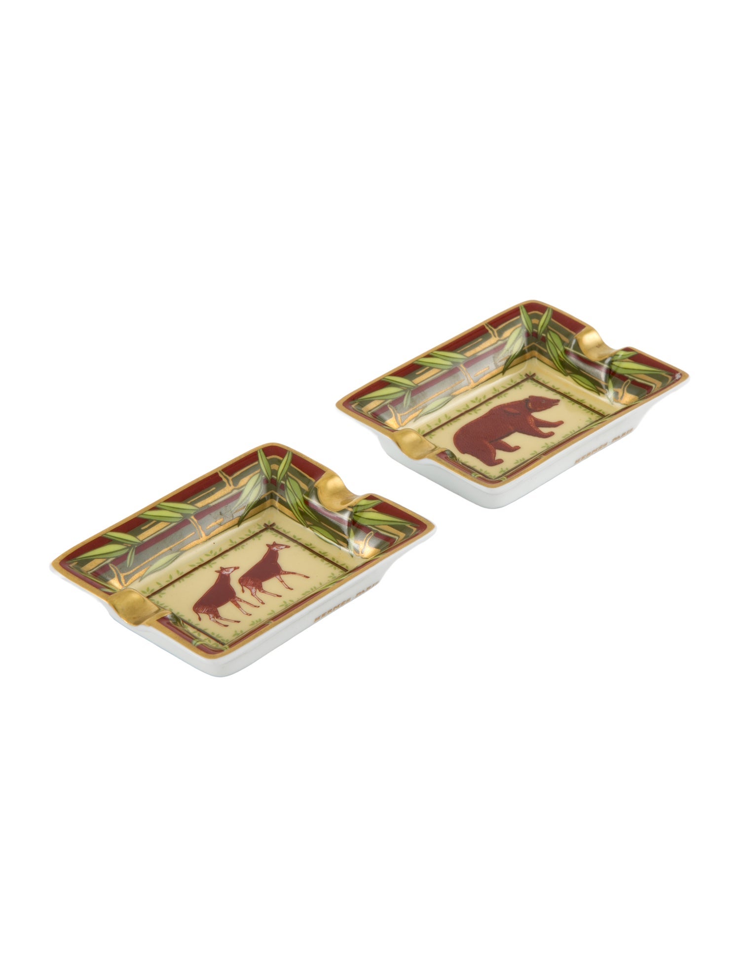 Hermès Pair Of Porcelain Mini Ashtrays
