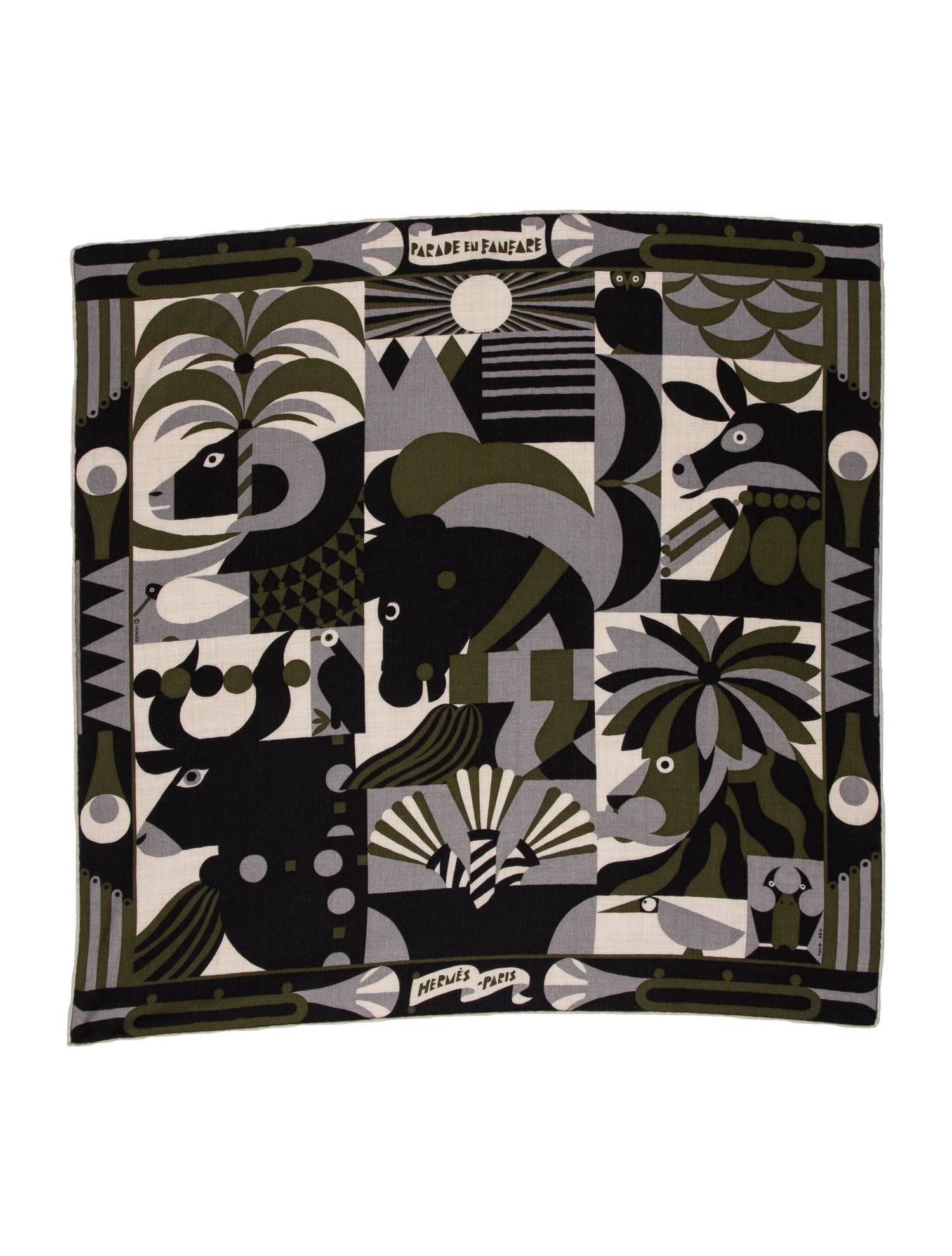 Hermès Parade en Fanfare 65cm Cashmere Scarf w/ Tags