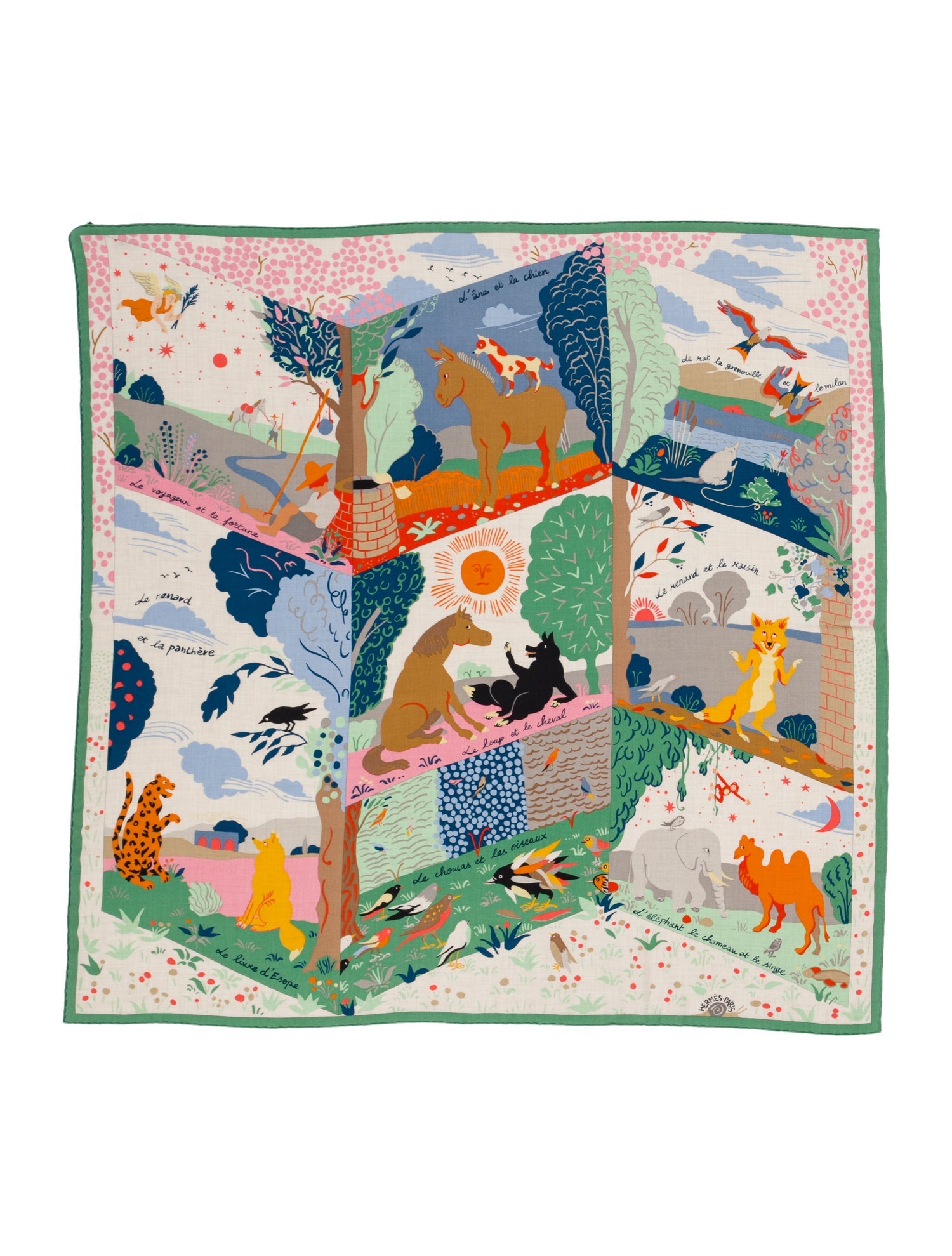 Hermès Le Livre d'Esope Cashmere Shawl w/ Tags