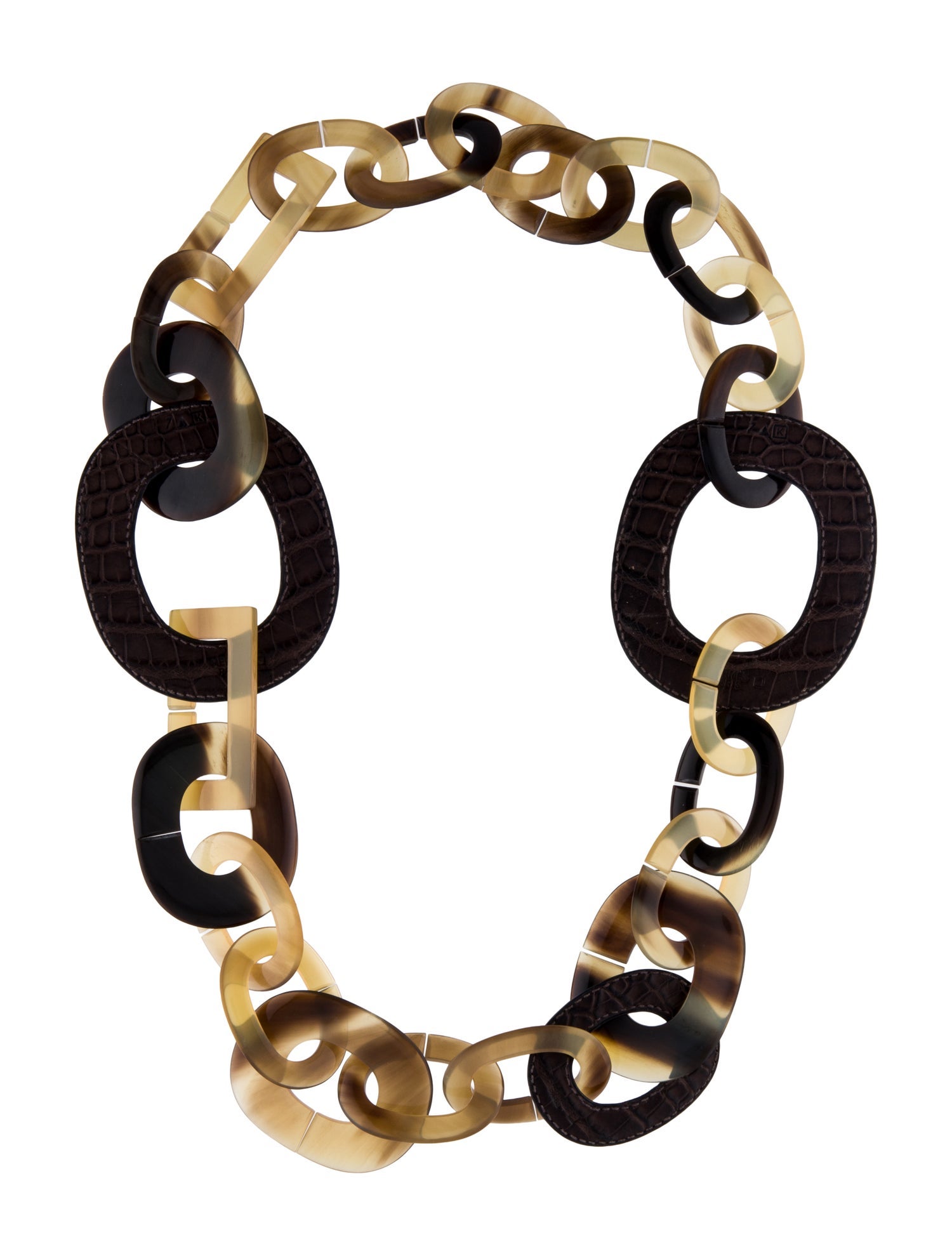 Hermès Crocodile Leather & Horn Isidore Necklace