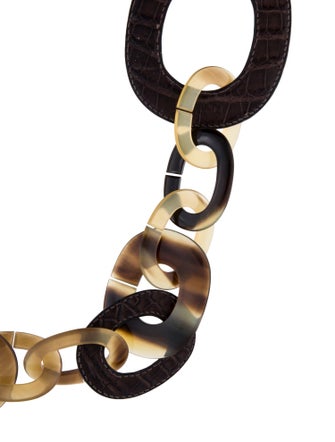 Hermès Crocodile Leather & Horn Isidore Necklace