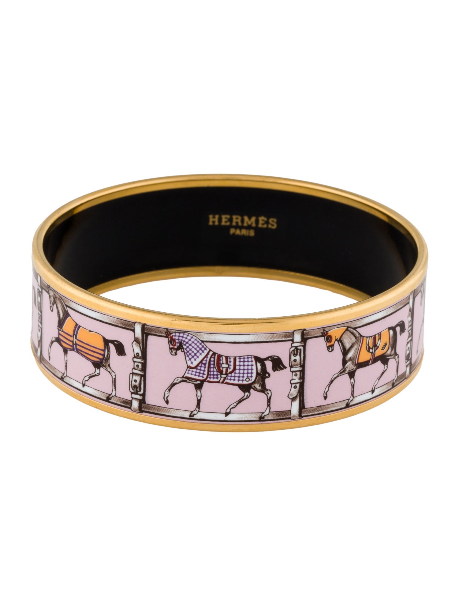Hermès Wide Enamel Bangle Bracelet