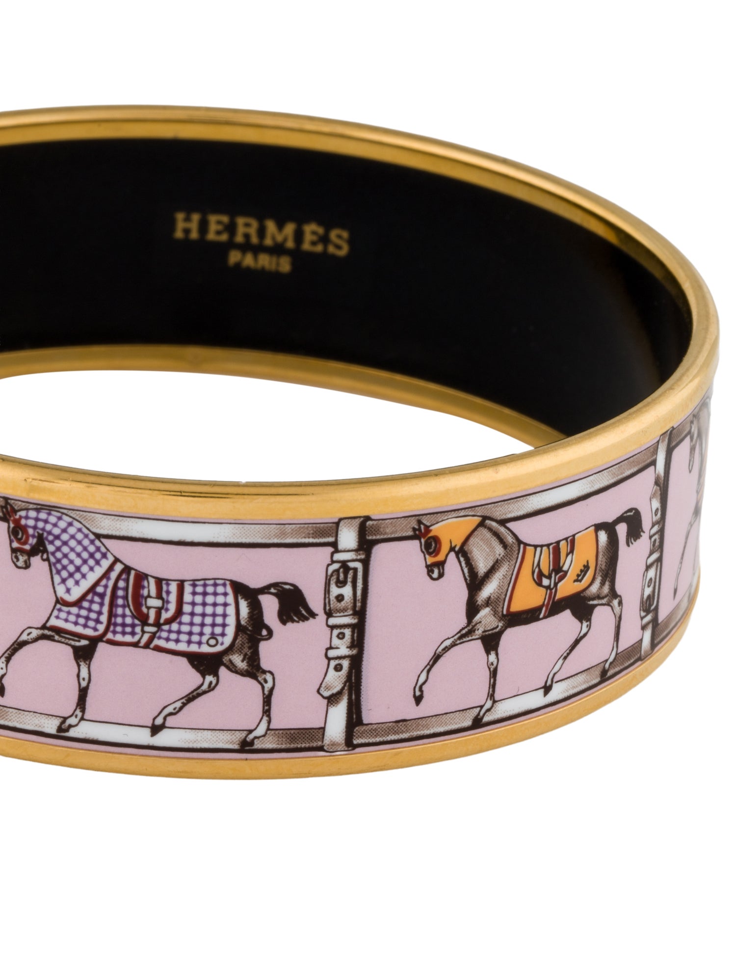 Hermès Wide Enamel Bangle Bracelet