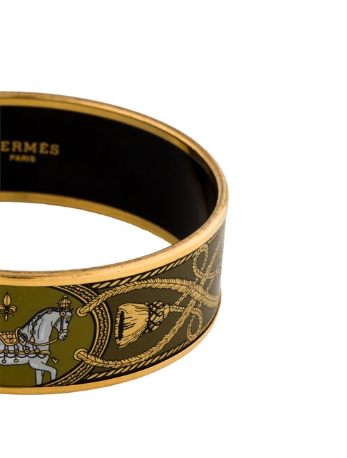 Hermès Wide Enamel Bangle Bracelet