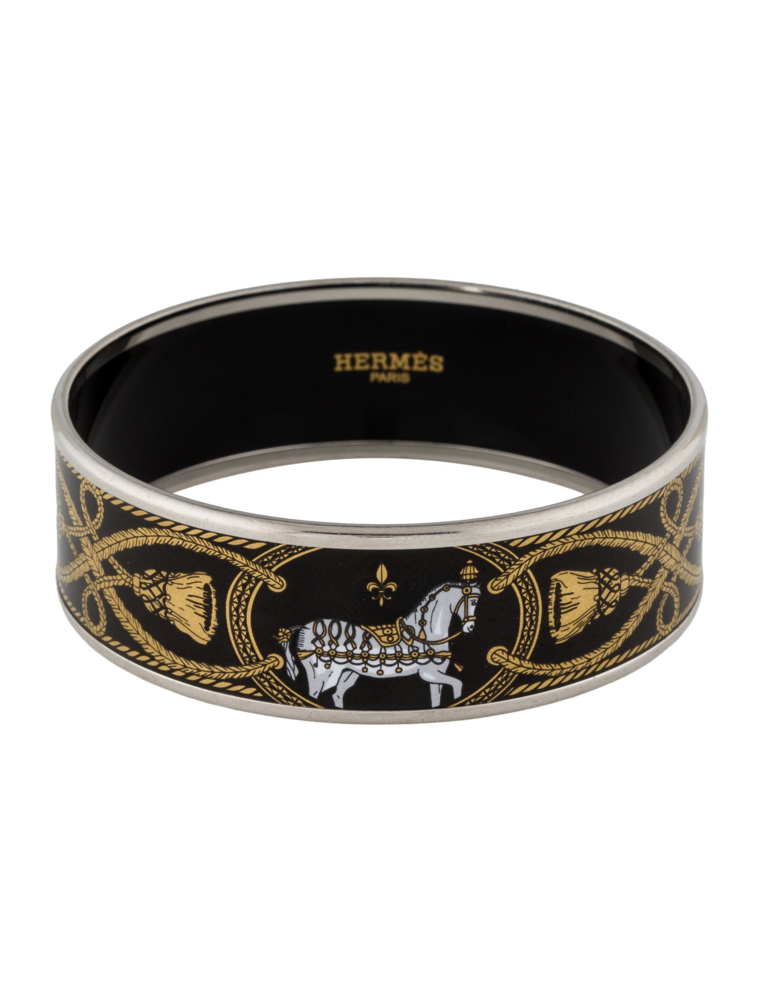 Hermès Wide Enamel Bangle Bracelet
