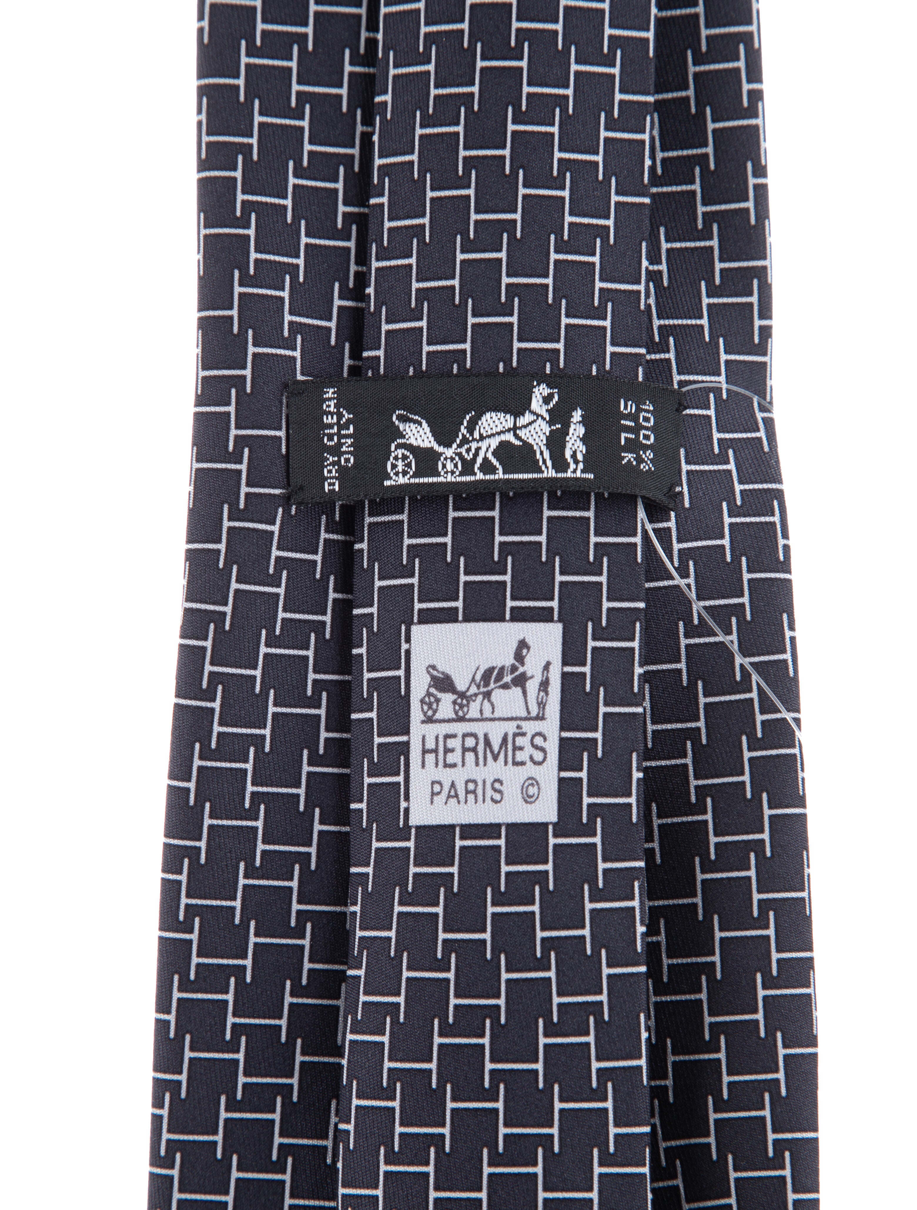 Hermès H Logo Silk Printed Tie
