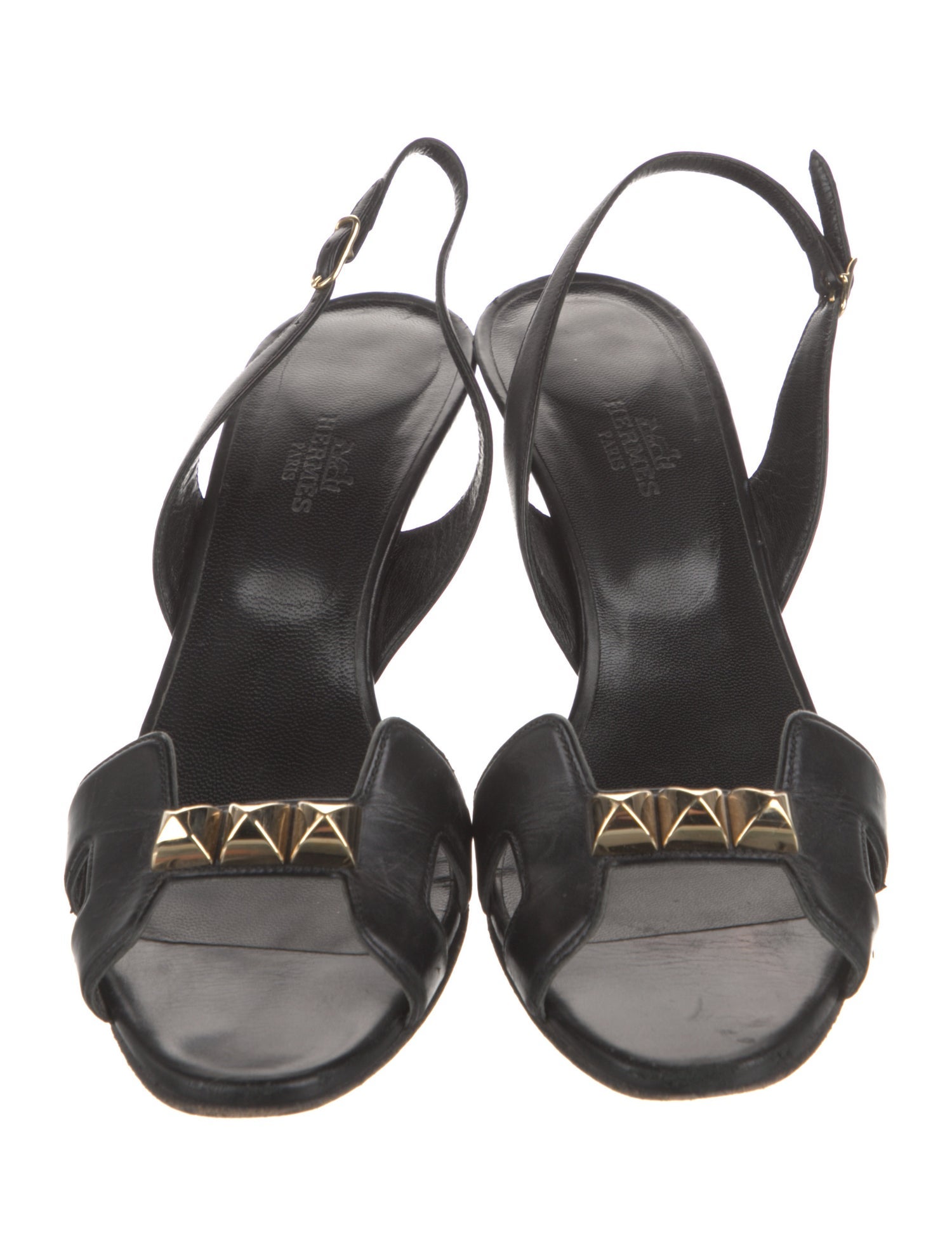 Hermès Leather Patterned Slingback Sandals