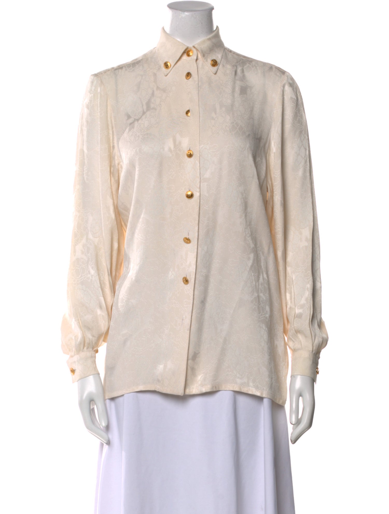 Hermès Silk Long Sleeve Button-Up Top