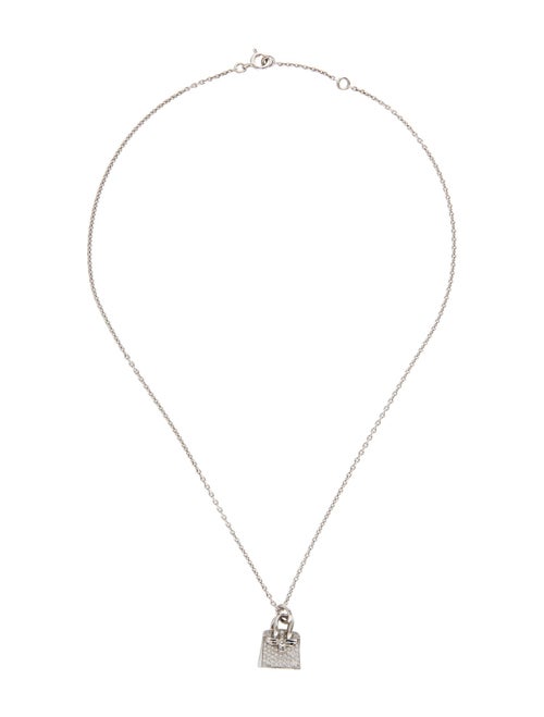 Hermès 18K Diamond Birkin Amulette Pendant Necklace