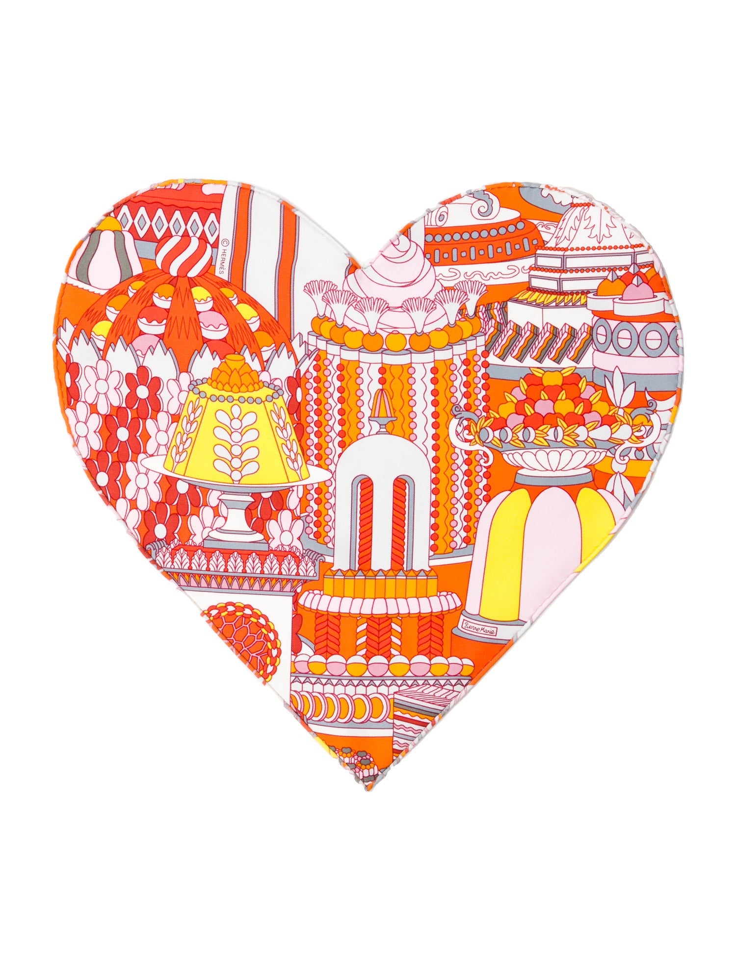 Hermès La Patisserie Francaise Pochette Coeur Silk Scarf