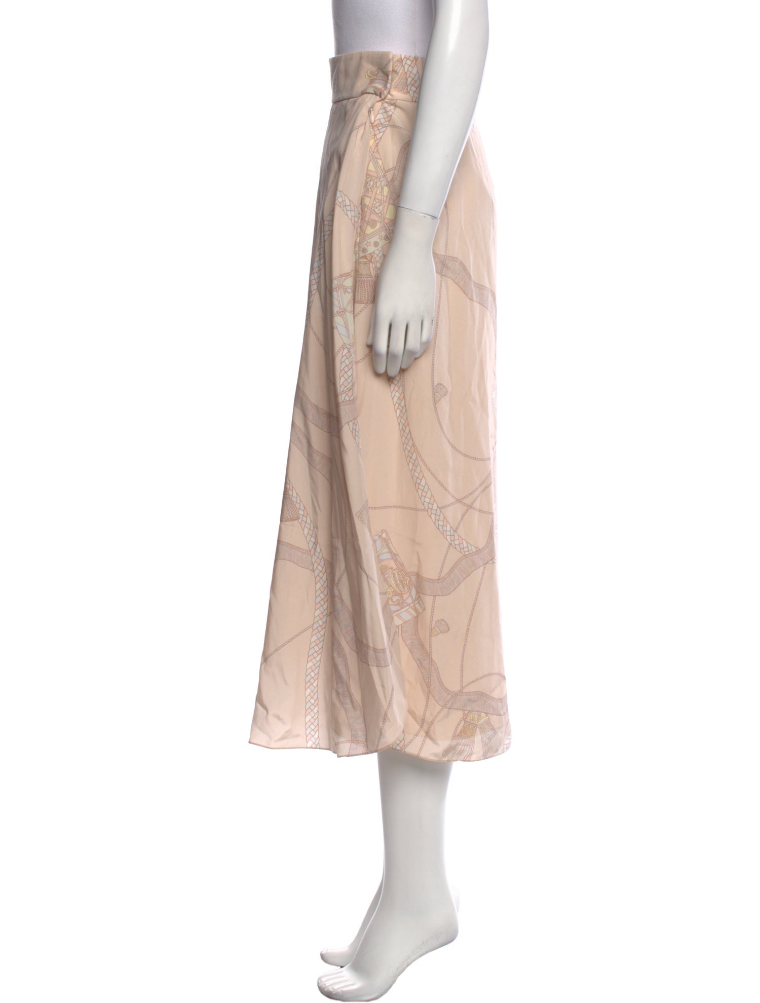 Hermès Silk Midi Length Skirt