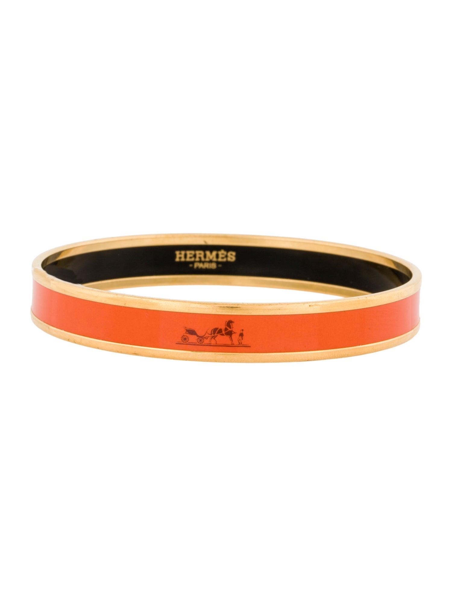 Hermès Caleche Narrow Enamel Bangle Bracelet