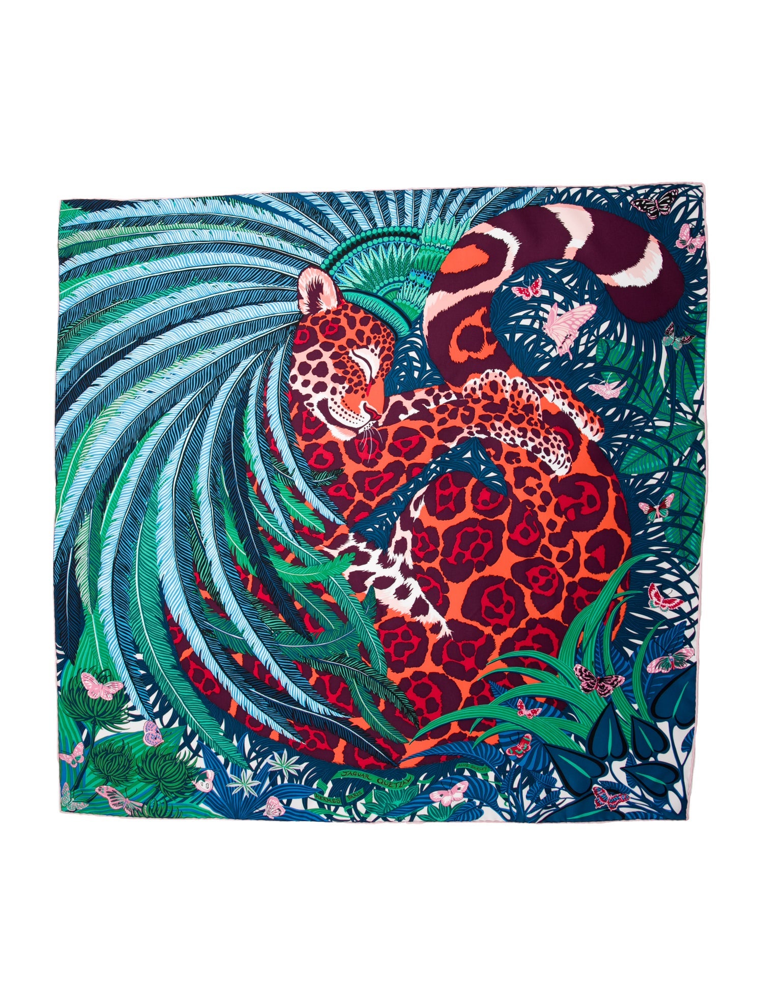 Hermès Jaguar Quetzal Silk Scarf