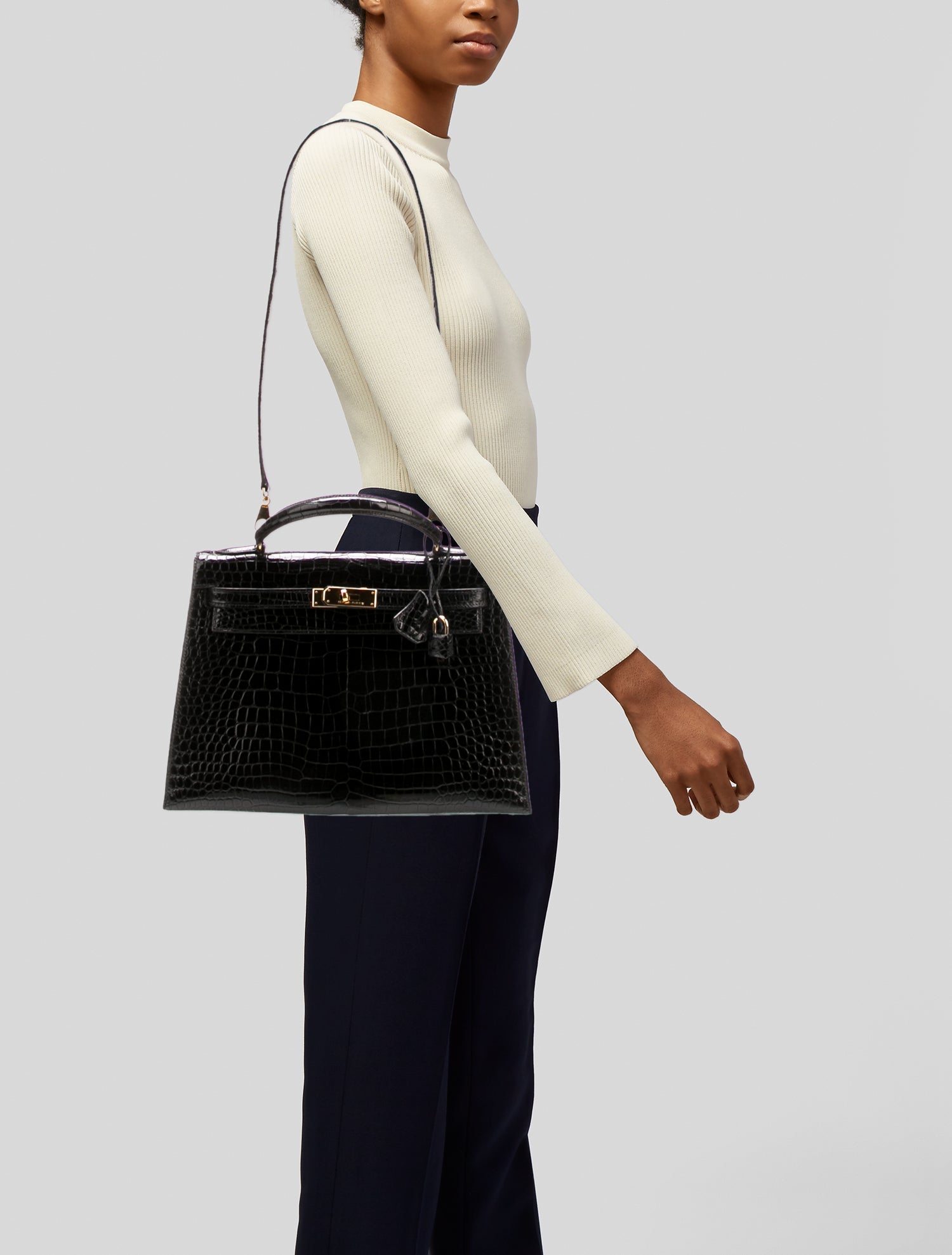 Hermès Shiny Porosus Crocodile Kelly Sellier 32