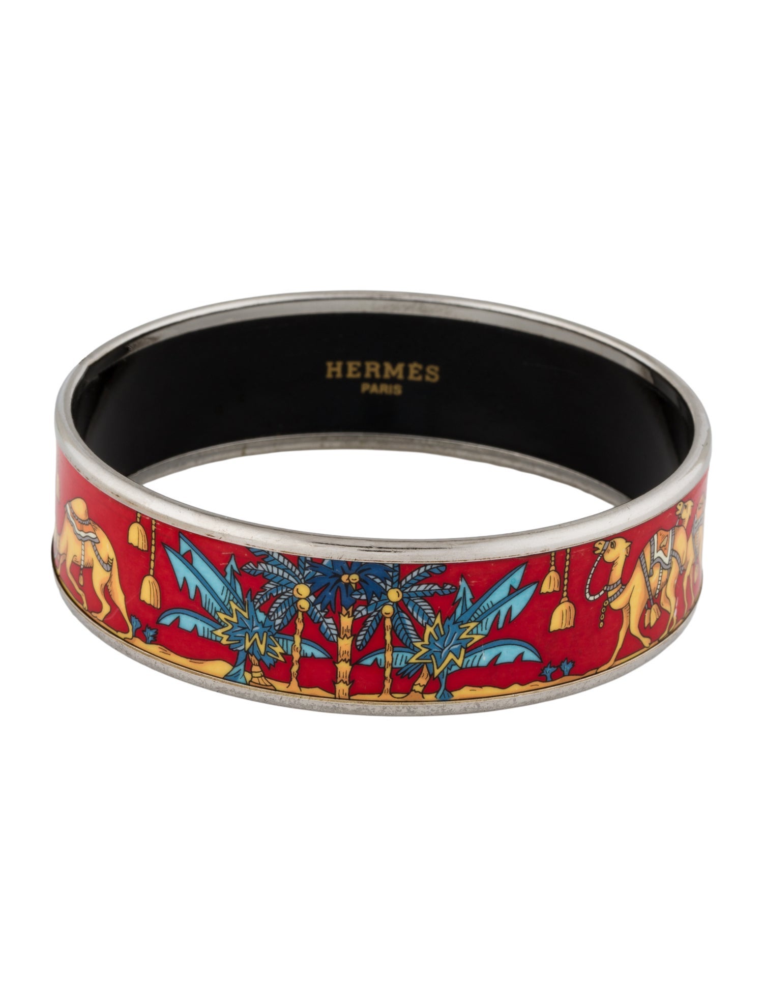 Hermès Wide Enamel Bangle Bracelet