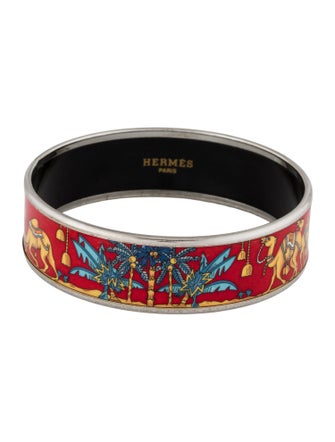 Hermès Wide Enamel Bangle Bracelet