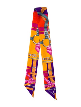 Hermès Grand Manège Fleuri Silk Twilly Scarf