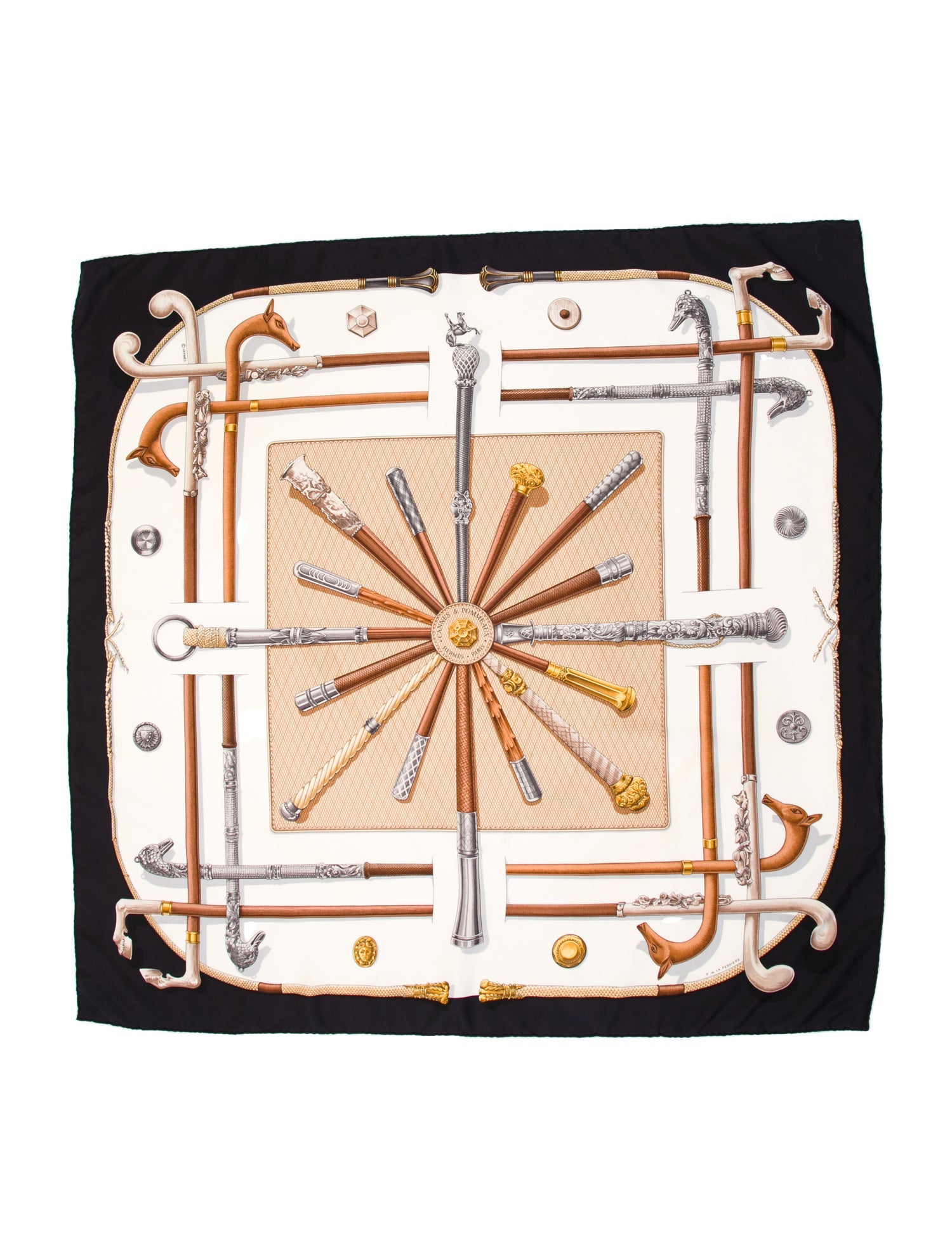 Hermès Cannes et Pommeaux Silk Scarf