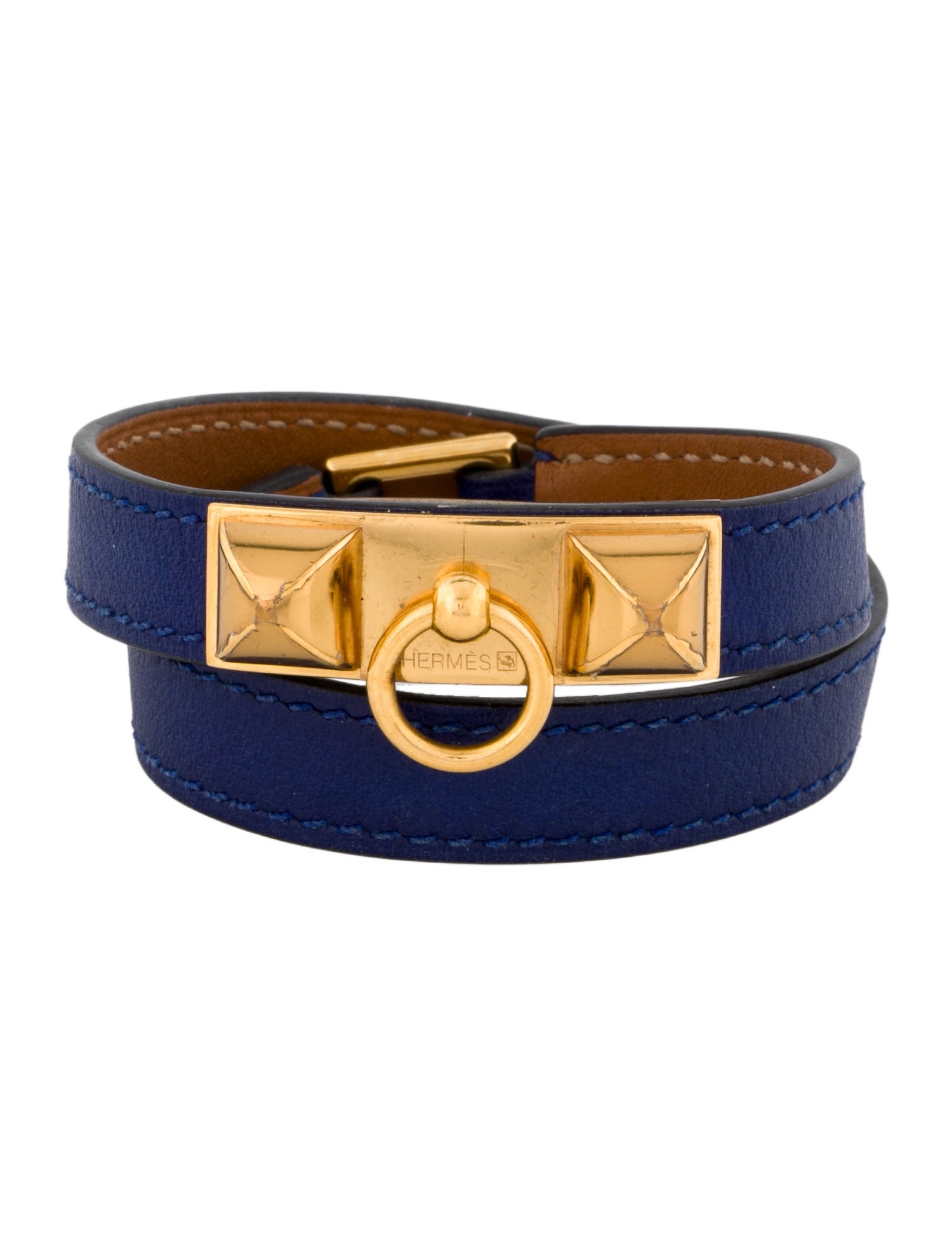 Hermès Leather Rivale Double Tour Bracelet