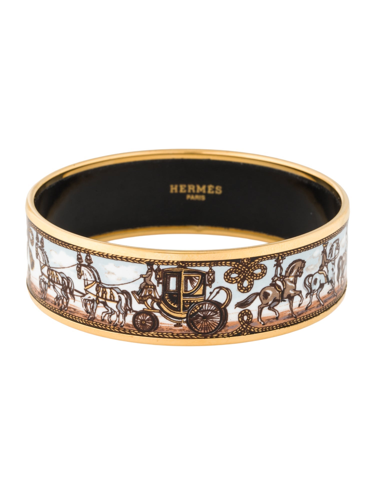 Hermès Wide Enamel Bangle Bracelet