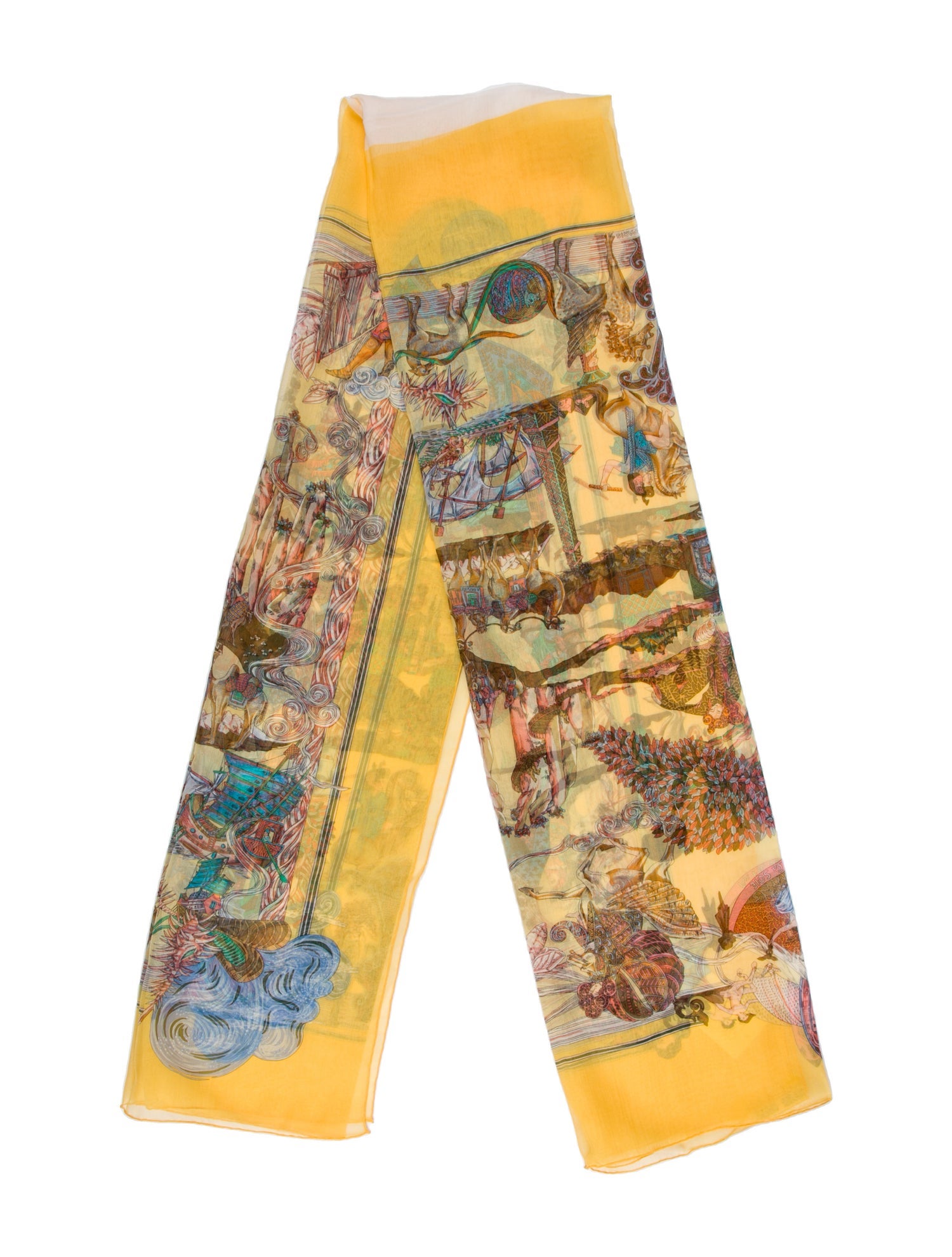 Hermès Au Fil de la Soie Mousseline Silk Shawl