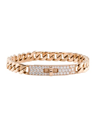 Hermès 18K Diamond Very Small Kelly Gourmette Bracelet