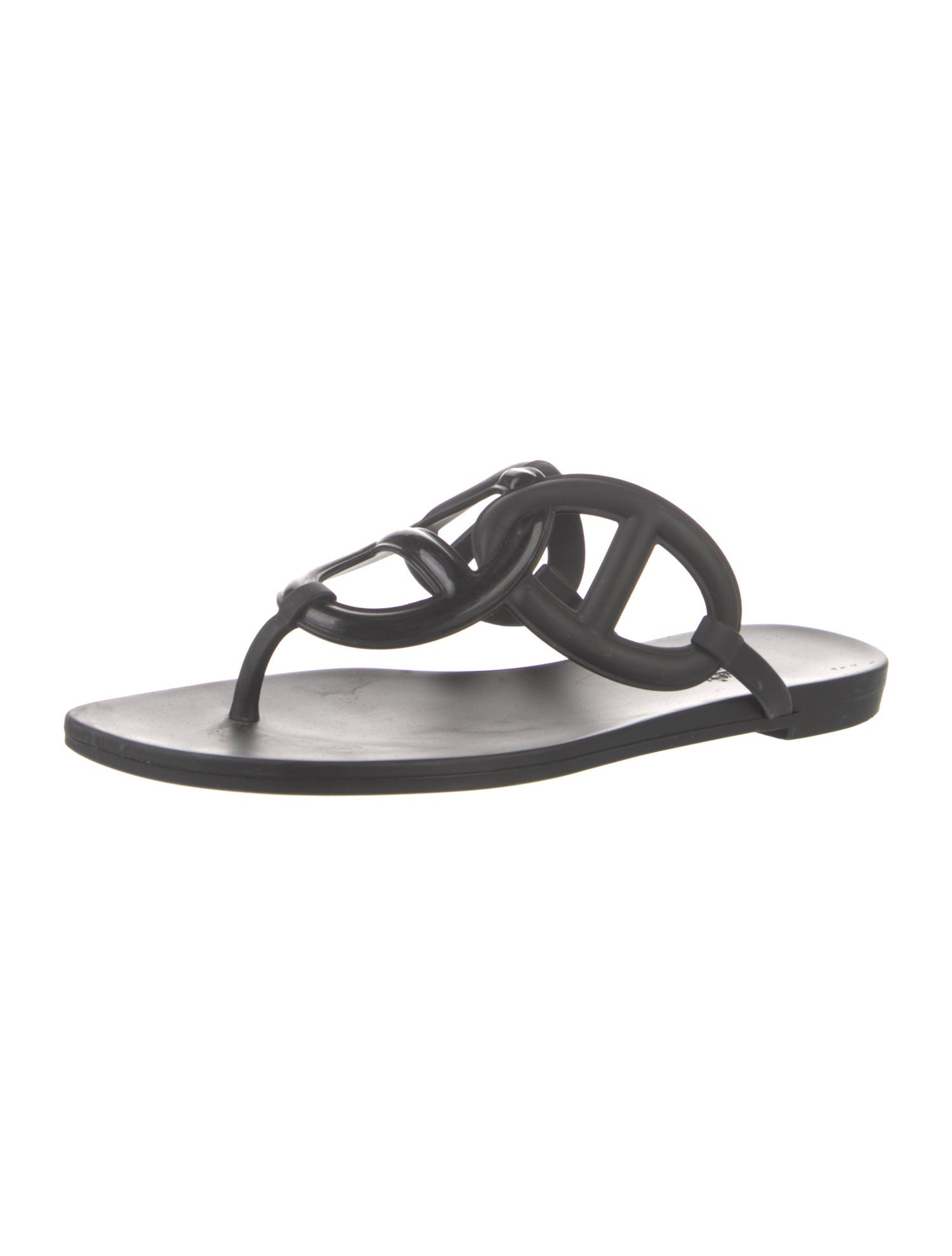 Hermès Egerie Rubber T-Strap Sandals