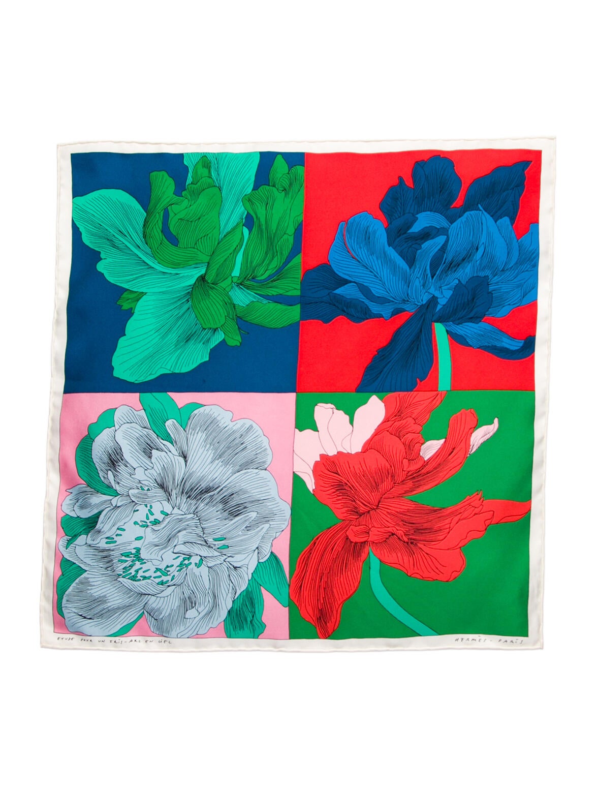 Hermès Etude Pour un Iris en Ciel Silk Scarf