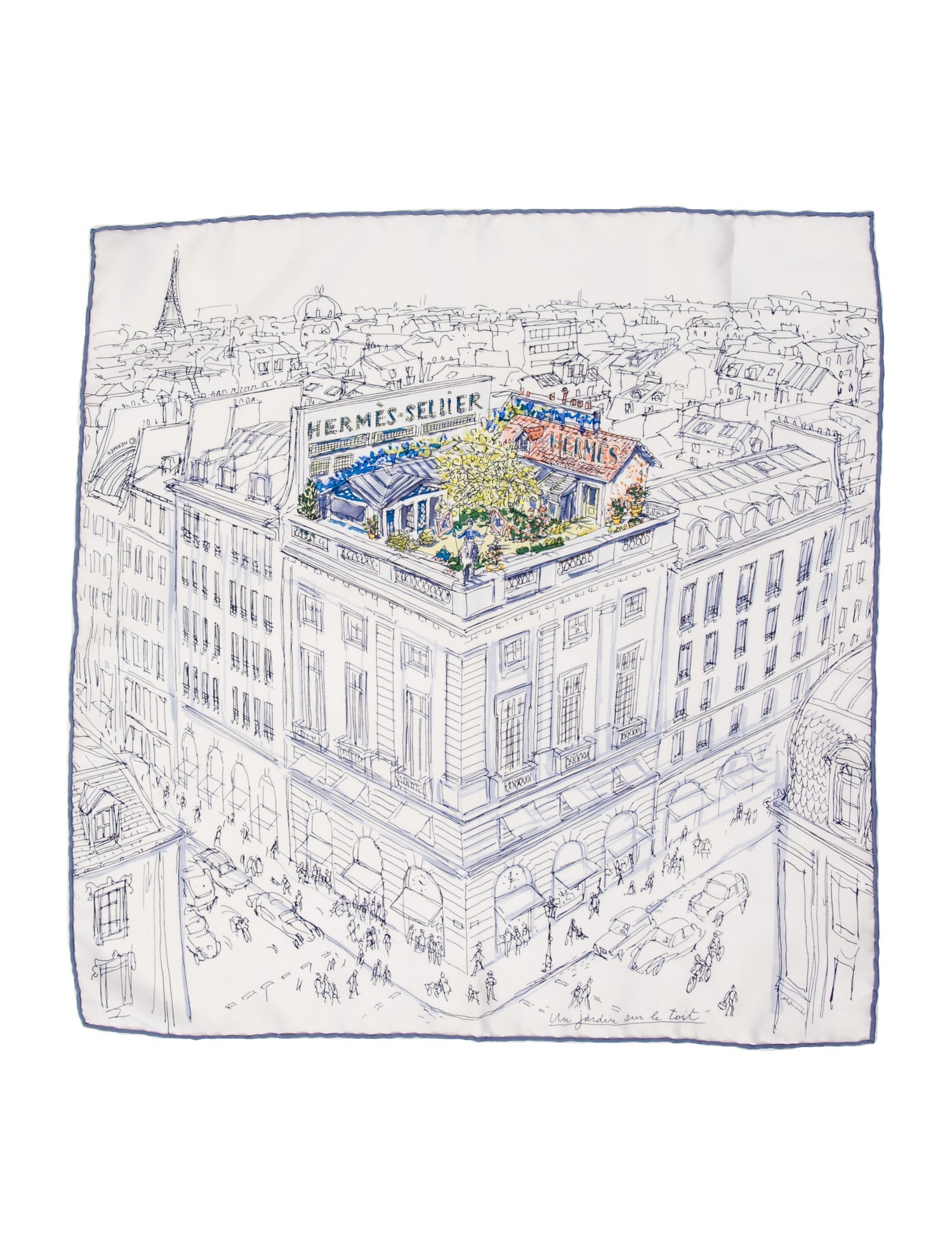 Hermès Silk Un Jardin sur le Toit Pocket Square