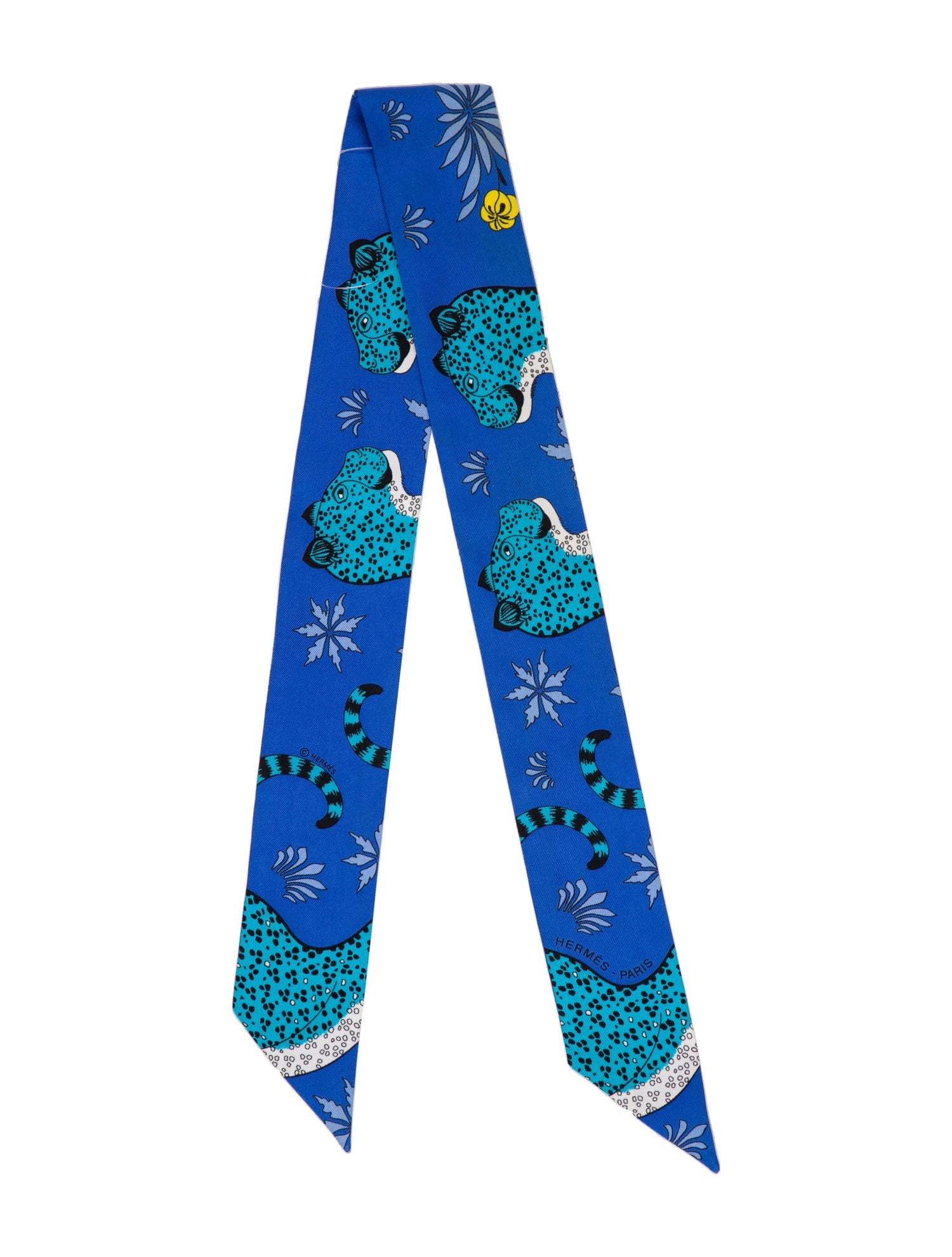 Hermès Les Léopards Silk Twilly Scarf