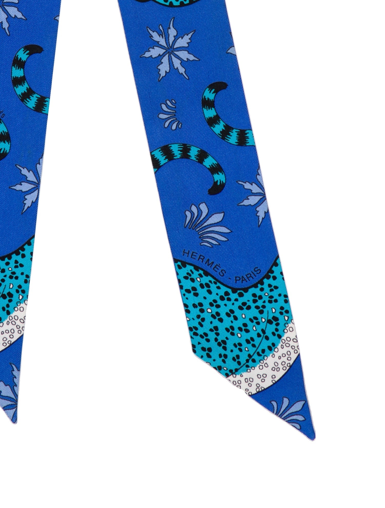 Hermès Les Léopards Silk Twilly Scarf