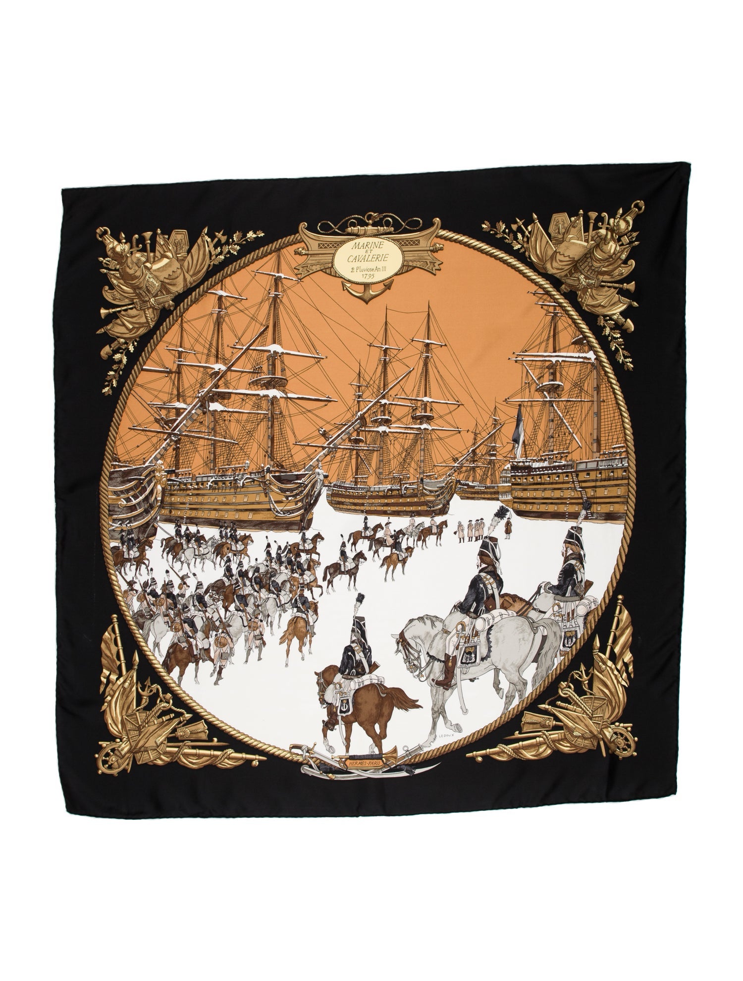 Hermès Marine Et Cavalerie Silk Scarf