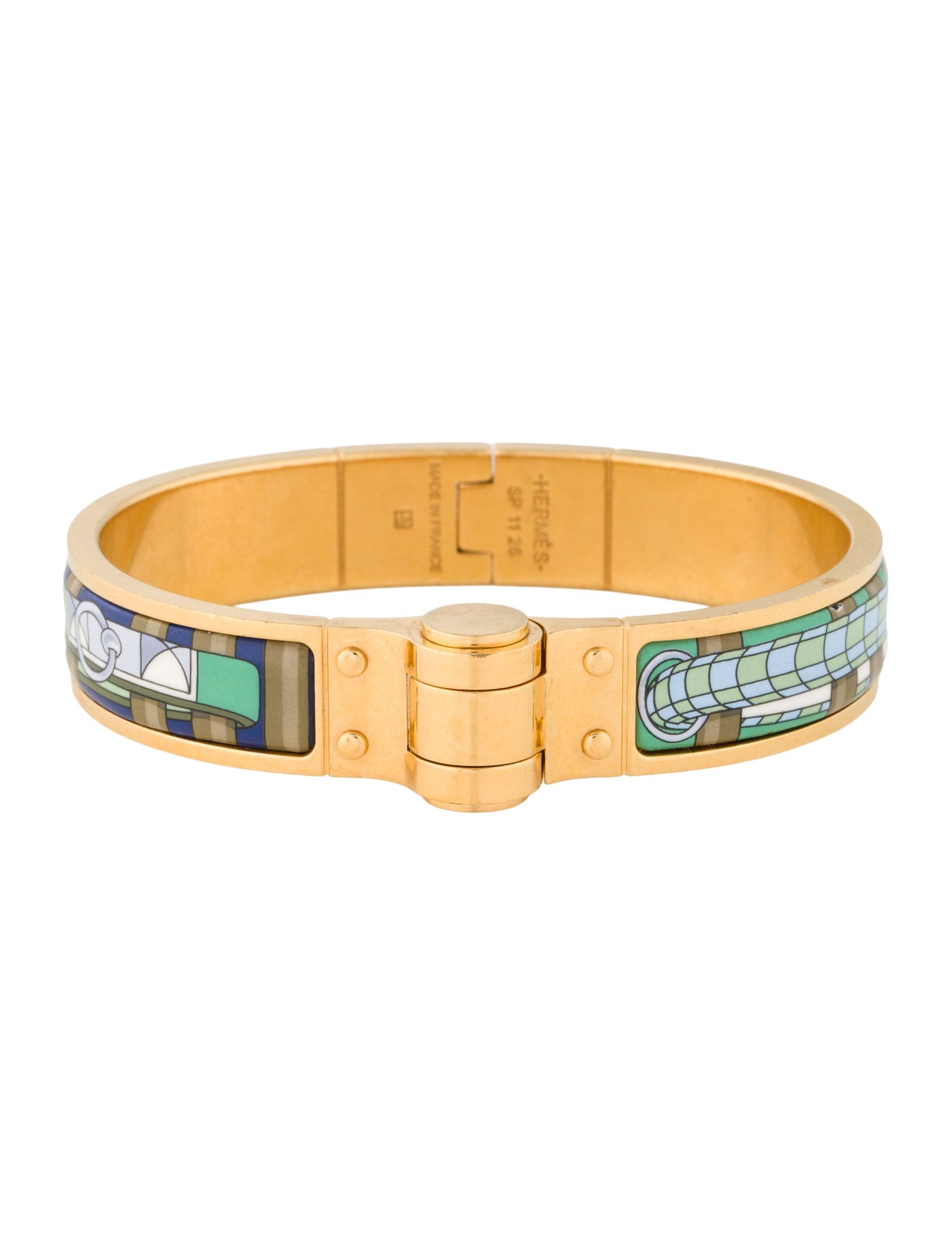 Hermès Enamel Colliers de Chiens Hinged Bracelet