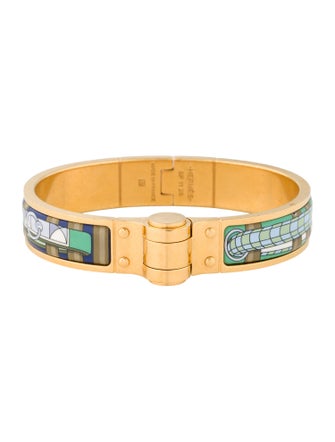 Hermès Enamel Colliers de Chiens Hinged Bracelet