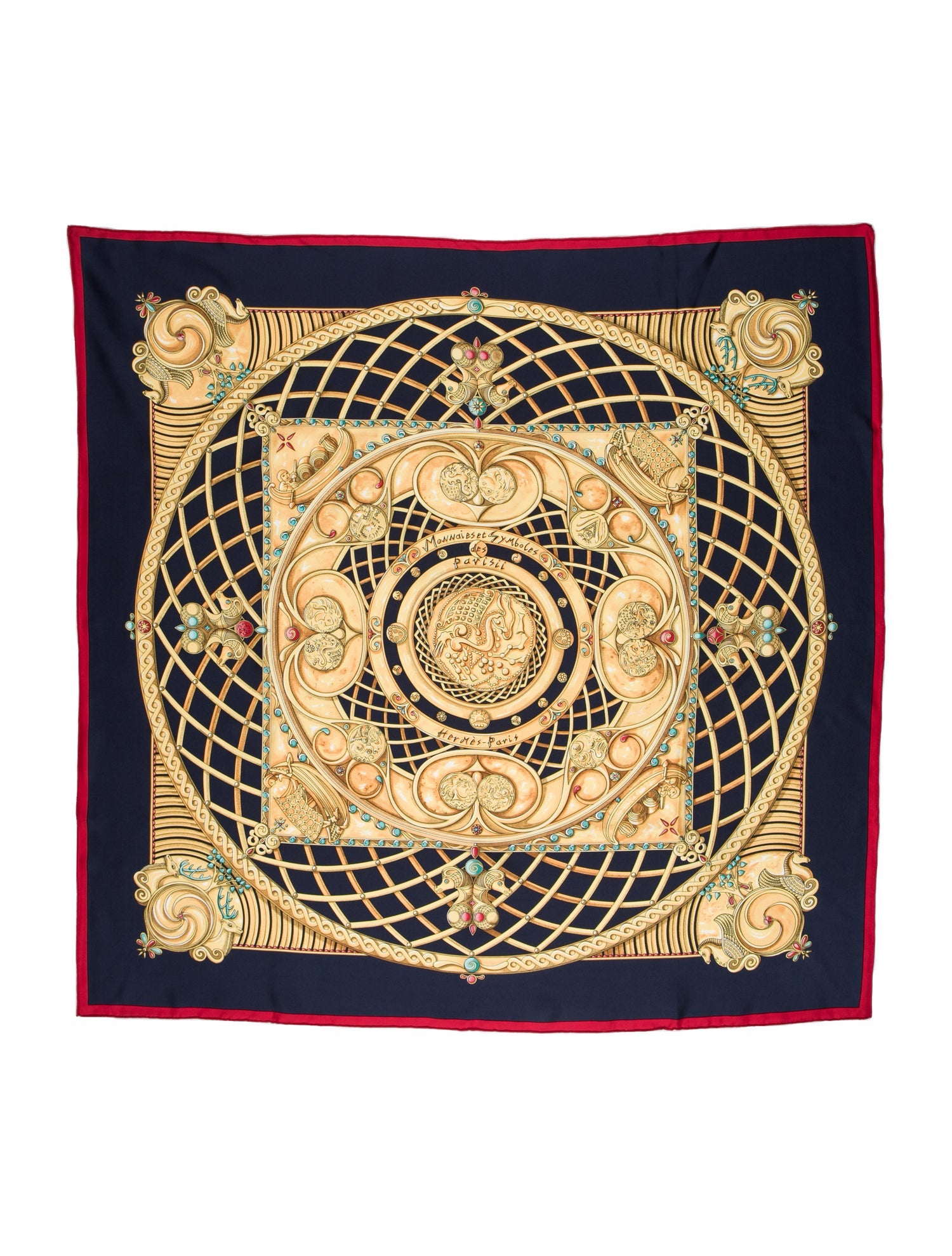 Hermès Monnaies et Symboles des Parisii Silk Scarf