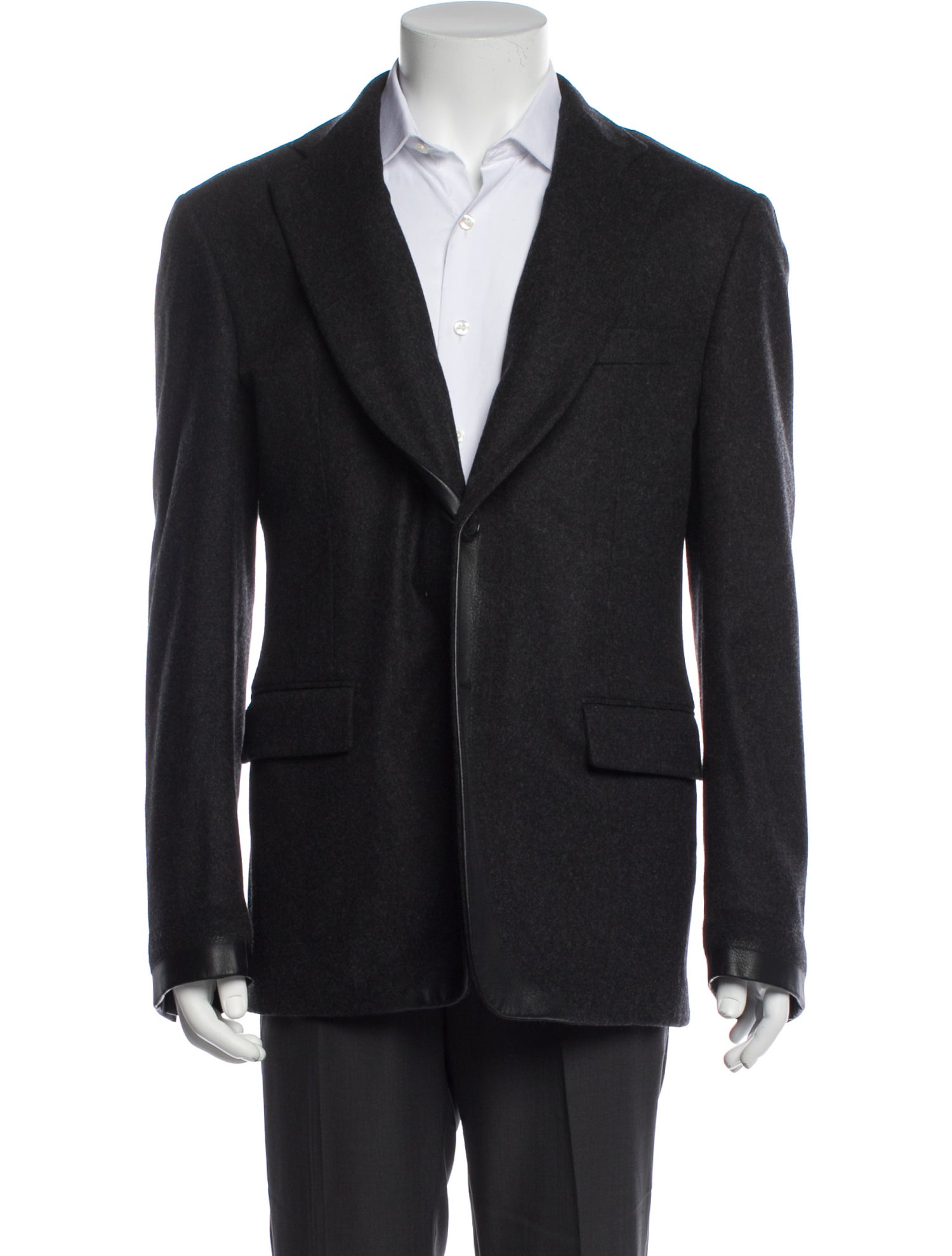 Hermès Wool Leather Trim Embellishment Blazer