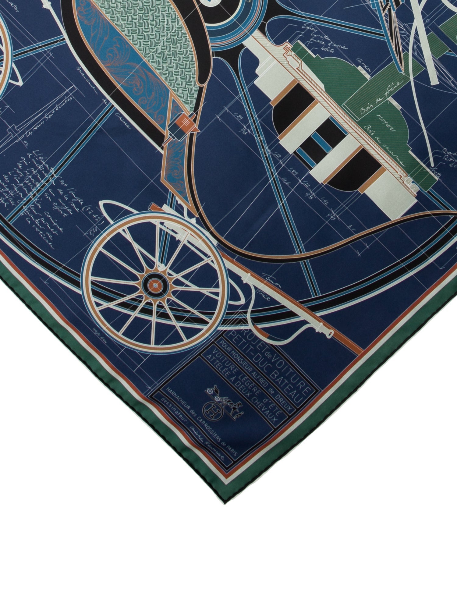 Hermès Projet de Voiture Petit-Duc Bateau Double Face Silk Scarf