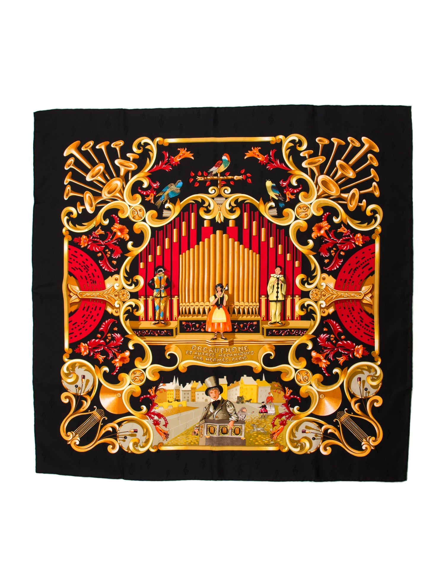 Hermès Orgauphone Et Autres Mécaniques Jacquard Silk Scarf