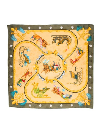 Hermès Plumes Et Grelots Jacquard Silk Scarf