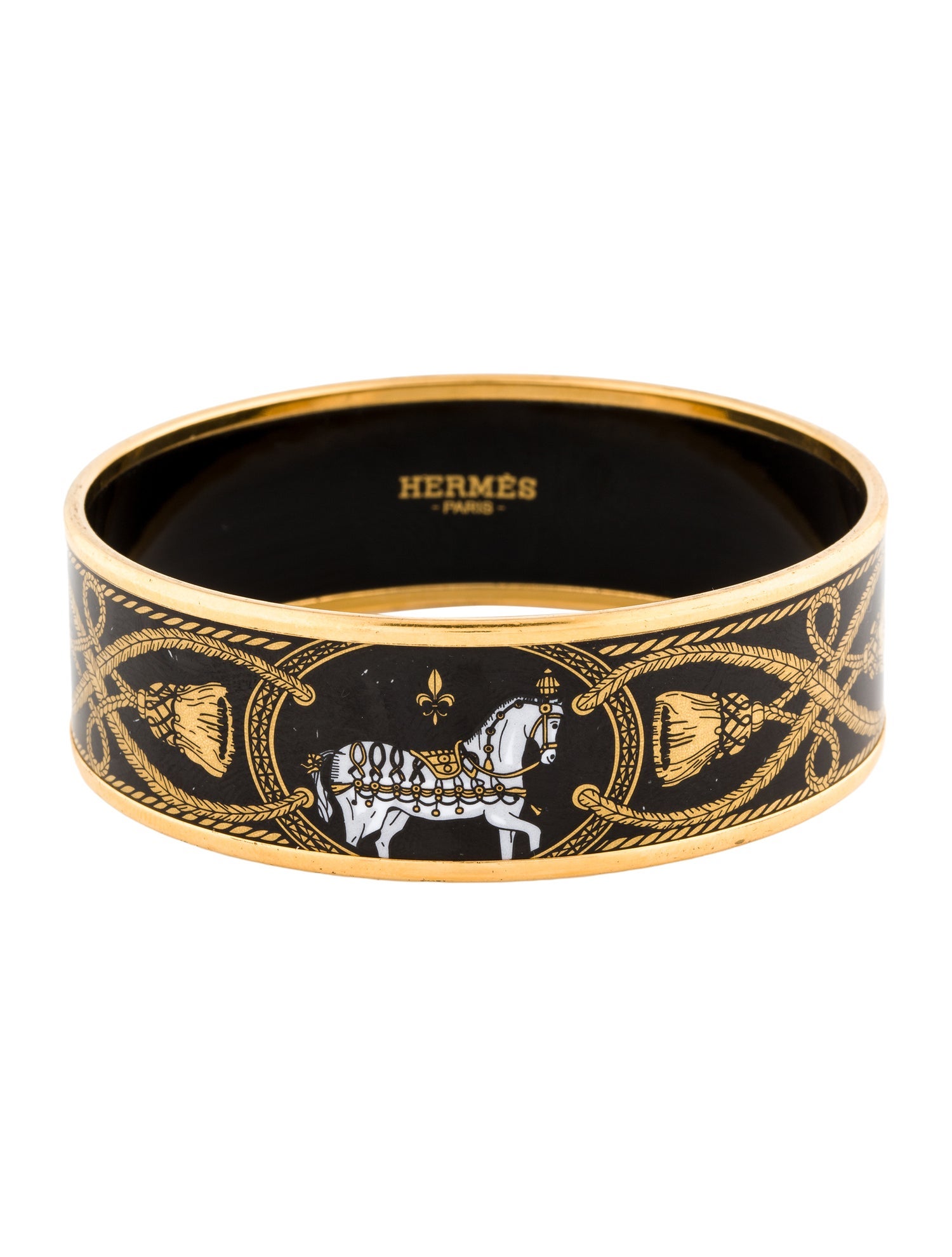 Hermès Wide Enamel Bangle Bracelet