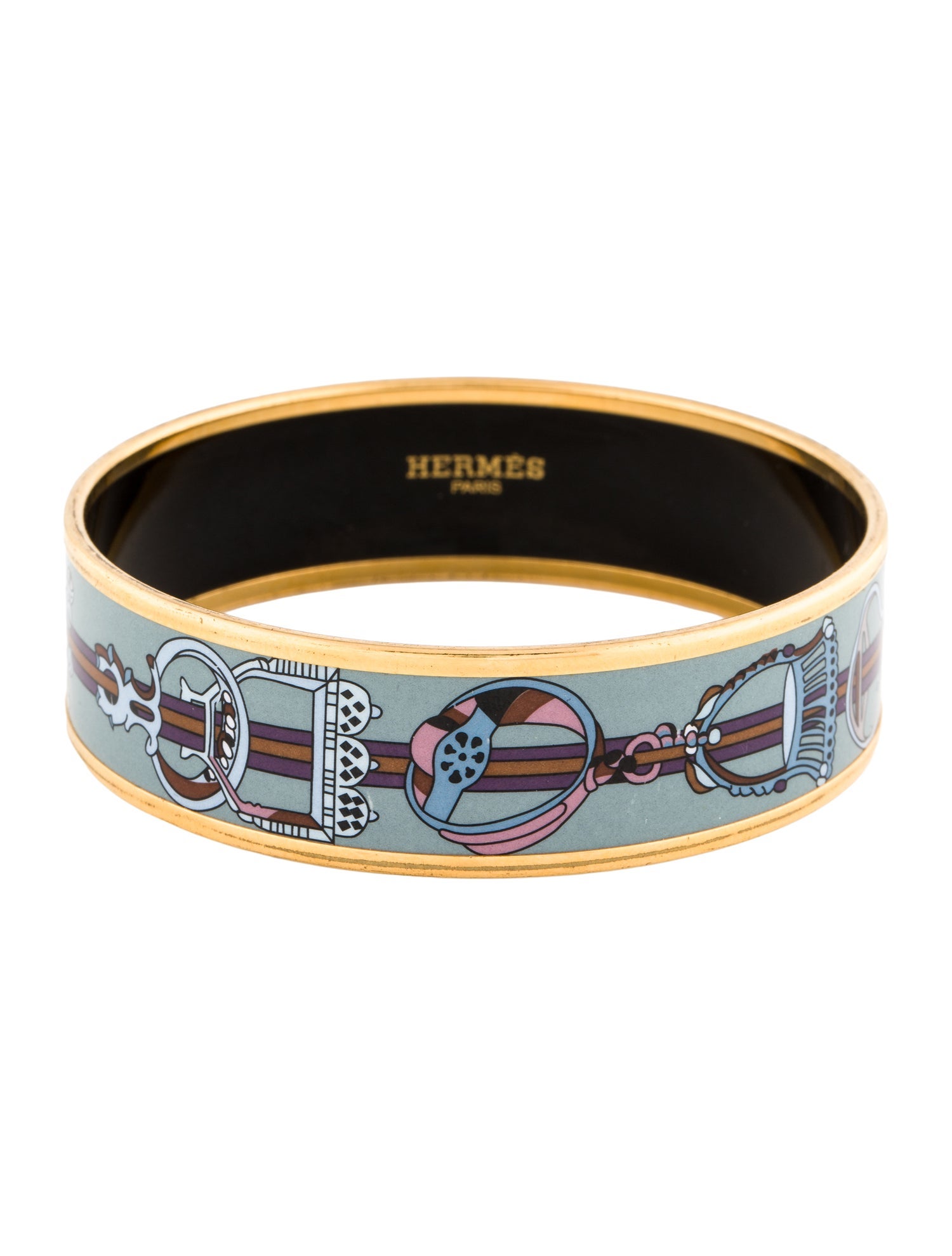 Hermès Wide Enamel Bangle Bracelet