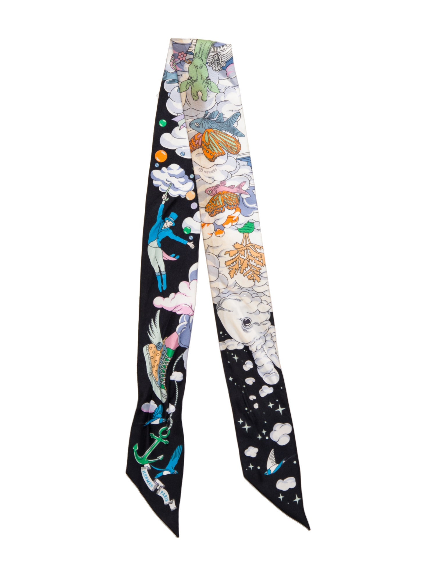 Hermès Sur Mon Nuage Silk Twilly Scarf