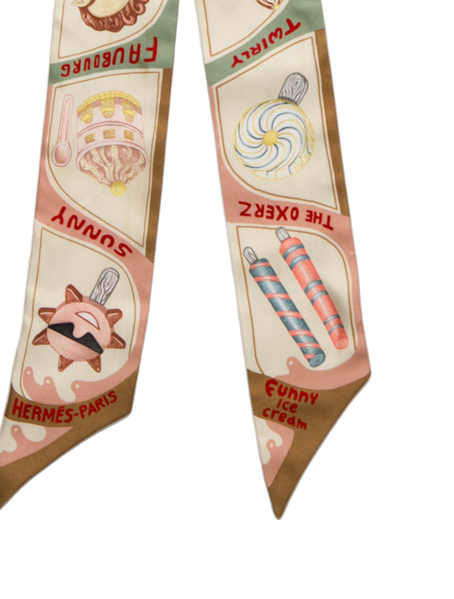 Hermès Funny Ice Cream Silk Twilly Scarf