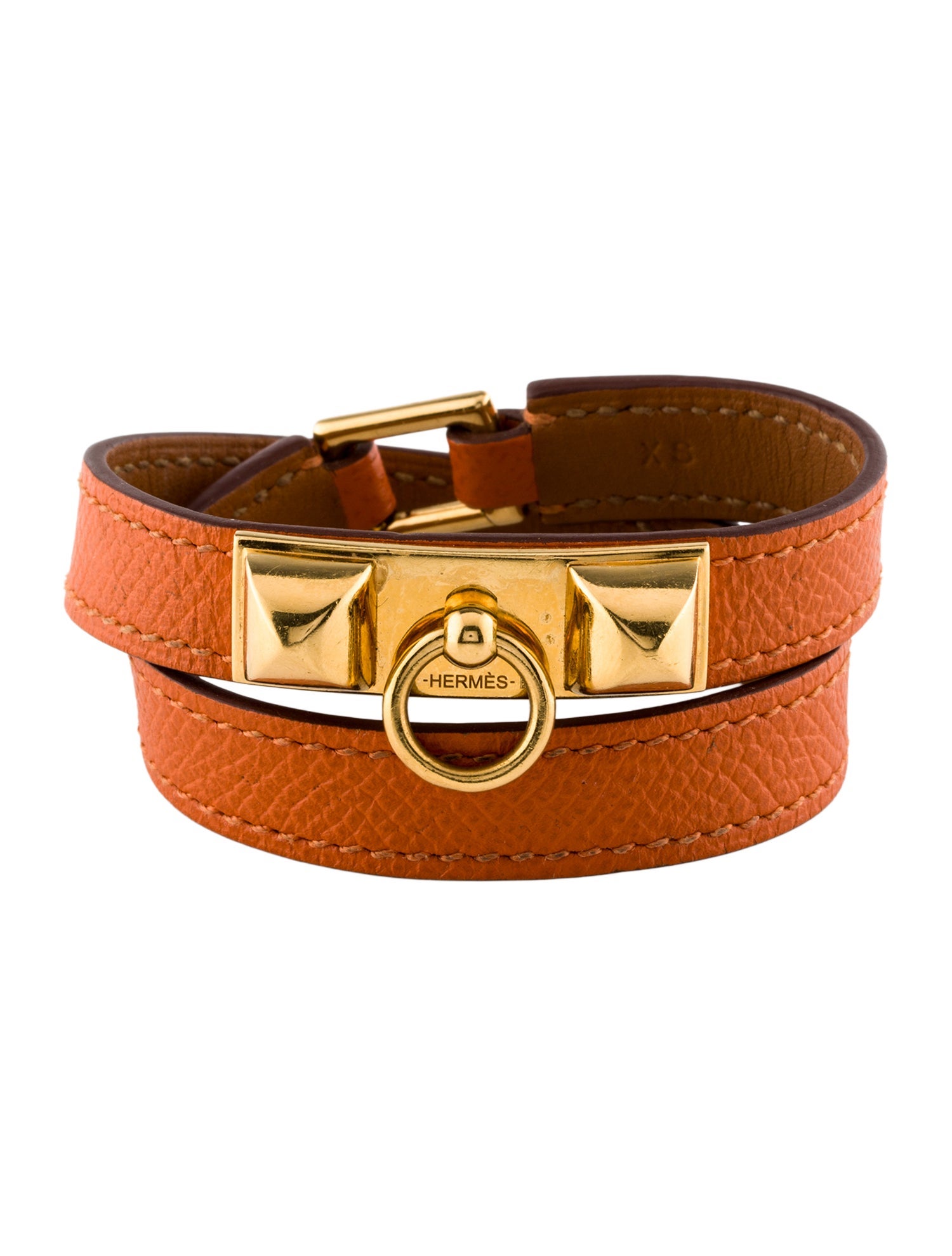 Hermès Leather Rivale Double Tour Bracelet