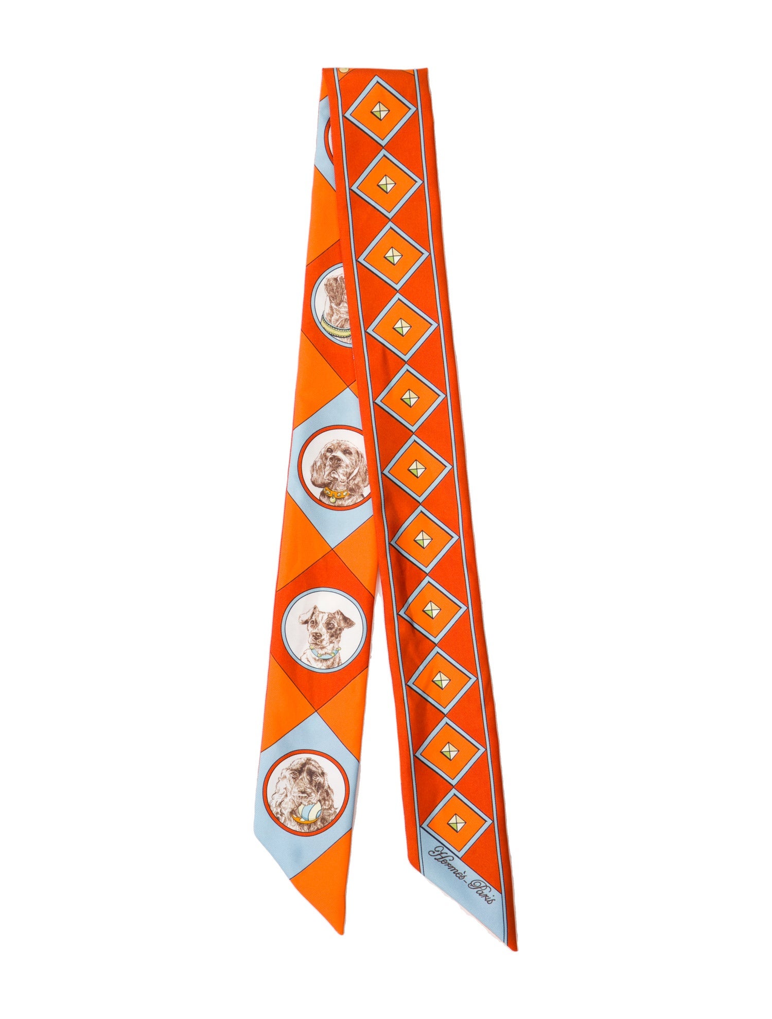 Hermès Colliers Et Chiens Silk Twilly Scarf